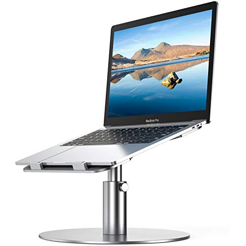 Adjustable Laptop Stand, Aluminum Laptop Riser, Multi-Angle Height Adjustable 360°Rotation Notebook Stand Desktop Holder Compatible with Mac MacBook Pro Air, Lenovo, Dell XPS, HP(10-17") - color: B-silver