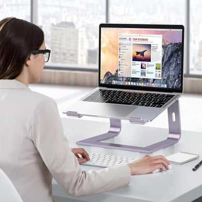 OMOTON Laptop Stand, Detachable Mount for MacBook Air/Pro Dell HP Purple | 11-17" Laptop Holder for Desk, Notebook Computer Mount, Lightweight Cooling for Desk, Ergonomic Home Office - color: Purple