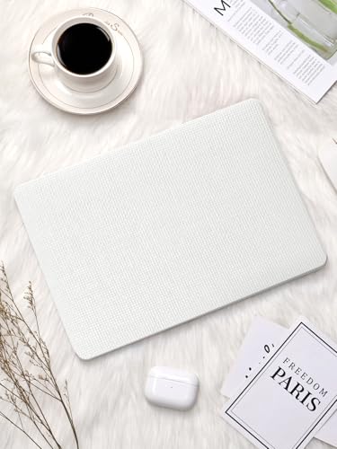 Seorsok Compatible with MacBook Pro 16inch Case 2026-2021 M5 M4 M3 M2 M1 A3429 A3428 A3403 A3186 A2780 A2485,Elegant Fabric Leather Plastic Hard Shell Case&Keyboard Cover,White Woven No Logo Cutout - color: White, size: Pro16 A3428/A3429/A3403/A3186/A2991