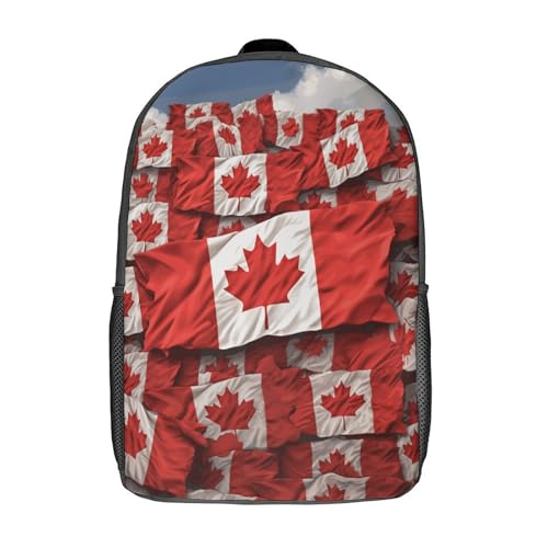 Canadian Flag Business Laptop Backpack for Women Men 17 Inch Carry on Backpack Waterproof Black Bookbag Fashion Lightweight Backpacks for Travel Hiking Camping Casual Daypack Backpacks