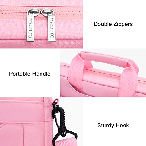 MOSISO Laptop Bag 13.3 inch, 13-14 inch Computer Bags | Compatible with MacBook Neo 13/ Air 13/13.6/ Pro 13/14, Laptop Messenger Bag with Adjustable Depth at Bottom, Pink - color: Pink, size: 13.3 inch