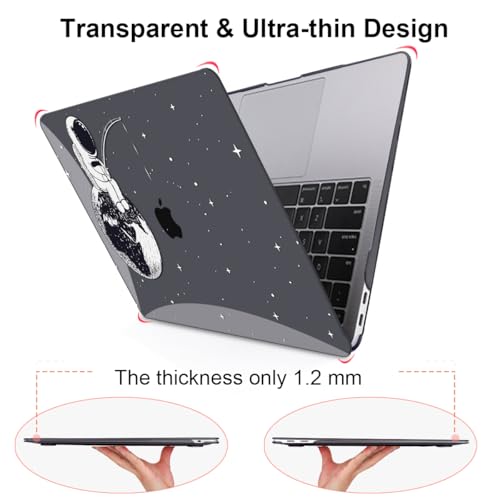 Compatible with MacBook Air 13 inch Case M1 A2337 A2179 A1932 Cover 2021 2020 2019 2018 Release with Retina Display & Touch ID, Crystal Black Pattern Plastic Hard Shell Case, Astronaut Earth - color: Astronaut Earth