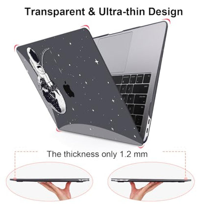 Compatible with MacBook Air 13 inch Case M1 A2337 A2179 A1932 Cover 2021 2020 2019 2018 Release with Retina Display & Touch ID, Crystal Black Pattern Plastic Hard Shell Case, Astronaut Earth - color: Astronaut Earth