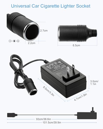 ALITOVE AC to DC Converter 110V to 12V 3A 36W Cigarette Lighter Adapter | Cigarette Lighter to Wall Outlet Adapter 3Amp 2A, AC to DC Adapter for Car Charger Car Dash Cam Car MP3/MP4 Car Fan - size: 3A