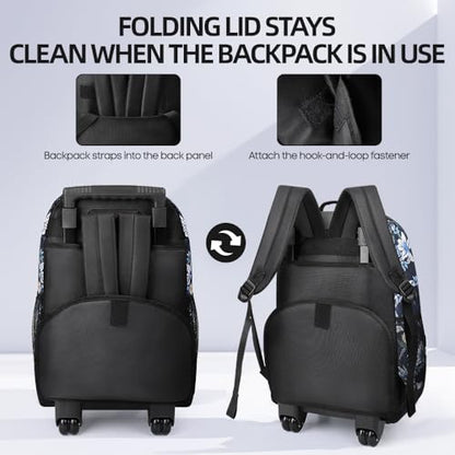 20" 2-in-1,Wheeled Travel Luggage Bag w/Telescopic Handle | Rolling Travel Luggage w/2 Wheels,Trolley Suitcase,Spacious Storage Design,2561-20''-Blue Lilies - color: JH-2561-Blue Lilies-20