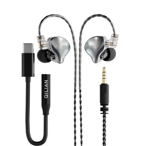 QH3 in Ear Monitor Headphones, Includes 3.5mm Cable & USB-C Adapter,HiFi Music,10mm True Copper Ring Dynamic Drivers, Detachable 0.78mm 2-Pin Cable, for Smartphones & Laptops(Without Mic)