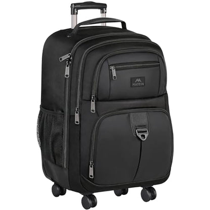 MATEIN Rolling Backpack with 4 Wheels, 17 inch Spinner Backpack for Men | Water Resisatnt Large Busines Travel Wheeled Bag, Airline Approved Roller Carry on Luggage Suitcase Bag, Black - color: Black, size: 17 inch