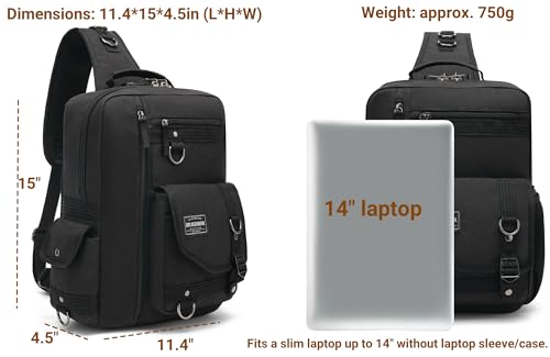 Water-Resistant Sling Bag for Hiking: 98% dry 10min light rain | 98% device dryness after 10min light rain, Ideal for urban commuters caught in sudden showers, use water-resistant fabric