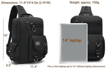 Water-Resistant Sling Bag for Hiking: 98% dry 10min light rain | 98% device dryness after 10min light rain, Ideal for urban commuters caught in sudden showers, use water-resistant fabric