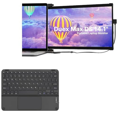 BoxWave Keyboard Compatible with Mobile Pixels Duex Max Laptop Screen Extender (14.1 in) - SlimKeys Bluetooth Keyboard with Trackpad, Portable Slim TouchPad - Jet Black