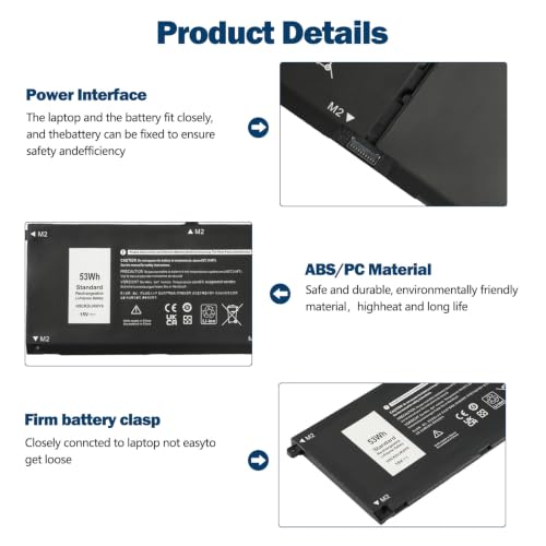 15V H5CKD Battery for Dell Inspiron 7506 7405 7306 7300 7500 | Battery Replacement for 5406 5400 5502 5501 5402 5401 5505 5300 5301 5508 5509 Latitude 3410 3510 Vostro p102f p126g 7T8CD - size: 11.22*4.96*1.06inch H5CKD