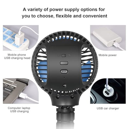 WiHoo Portable Stroller Fan, 11H Ultra-long Battery Life 3 Speed 360°Rotate, USB Rechargeable or Battery Operated Cooling Clip On Personal Fan for Baby Crib Travel Car Seat Black - color: Black