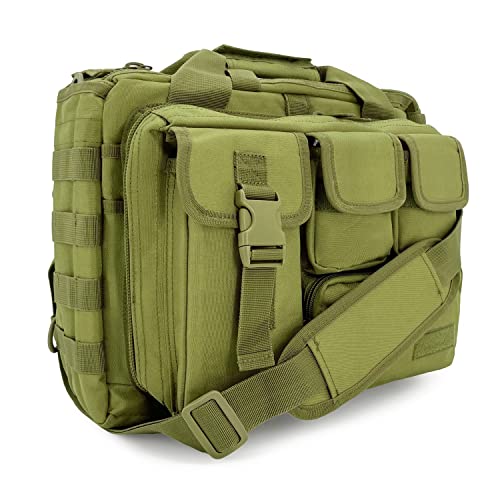 Jaegvida Tactical Briefcases for Men Laptop Bag 14/15.6 Inch Messenger Bag Tablet Shoulder Carrying Case for 14'' and 15.6" - color: Army Green