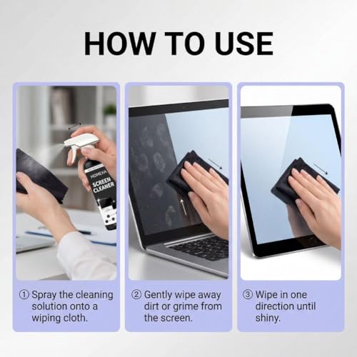 Screen Cleaner Spray and Microfiber Cloth Kit,120ml/4 fl oz Screen Cleaner Spray and Wipe for TV, Laptop, Computer, Phone, Tablet, Car, Electronic Devices - color: 120ML Black Set