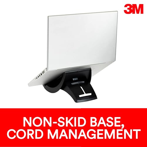 3M Vertical Notebook Computer Riser With Cable Management, 9" X 12" X 6.5" To 9.5", Black/charcoal Gray, Supports 20 Lbs - size: 8.8" x 7.8" x 6.4"