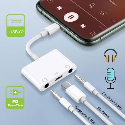 Chenyang 3 in 1 USB C to 2 3.5mm Audio AUX & MIC Sound Card Adapter with PD 15W Charge for Laptop Tablet Phone - style: 3.5mm 3-in-1