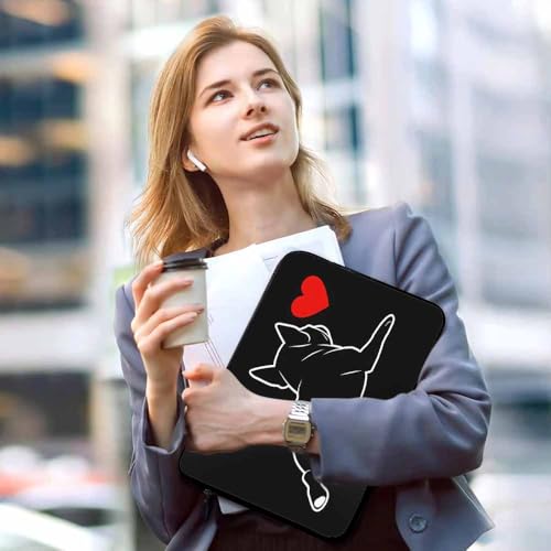 Laptop Sleeve Bag 15.4 15.6 Inch,Cute French Bulldog Funny Dog Pet Animal Heart Black Protective Polyester Computer Cases Laptop Cover Briefcase Bag Tablet Travel Cover - color: LPS-020