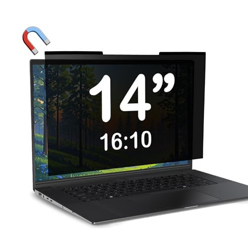 Magnetic Laptop Privacy Screen 14 inch for 16:10 Computer Monitor, Removable Anti-Glare Screen Privacy Shield, Screen Filter and Protector for Laptop, Fits (WUXGA 1920 × 1200) - size: 14"-16:10