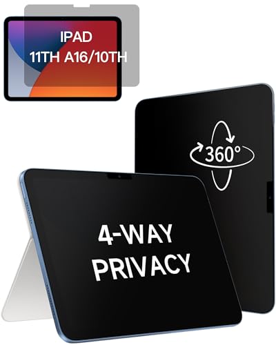 IPROKKO 360° Privacy Matte Screen Protector for iPad A16 11th 11-inch (2025) & 10th Generation 10.9-inch (2022) , 4-Way Anti Spy Glare Blue Light Tablet Filter [Compatible with Apple Pencil & Face ID, Easy Install] - size: iPad 11” 2022-25