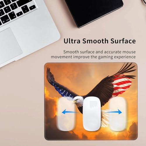 American Flag Eagle Gaming Computer Keyboard Cute Mouse Pad with Anti-fray Stitching, Premium-Textured Alfombrilla para Mouse with Non-Slip Rubber Base, 10 x 12 inch - color: American Flag Eagle