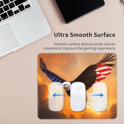American Flag Eagle Gaming Computer Keyboard Cute Mouse Pad with Anti-fray Stitching, Premium-Textured Alfombrilla para Mouse with Non-Slip Rubber Base, 10 x 12 inch - color: American Flag Eagle