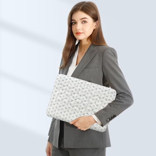 MOSISO Laptop Case 16 inch, 15-15.6 inch Puffy Laptop Sleeve Bag, Blue | Compatible with MacBook Pro 16 M5 M4 M3 M2 M1, HP Acer Dell Lenovo ASUS,Charming Floral Square Quilted Carrying Bag&SmallCase - color: Blue, size: 16 inch
