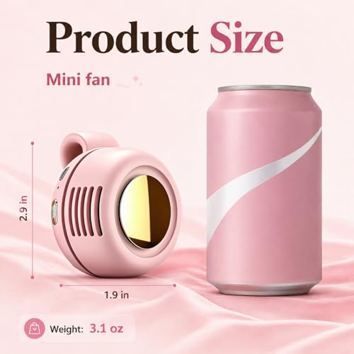 Portable Clip-On Fan, Mini Bladeless Waist Fan, 5100RPM 25dB Ultra-Quiet 3-Speed Rechargeable Small Whirlwind Fan, Hands-Free Personal Cooling for Outdoor Travel Office Camping with USB-C - color: Pink