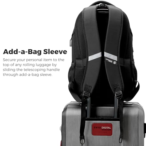 Swissdigital Design Laptop Backpack with USB Charging Port, Travel Backpack Fits 15.6-Inch Computer, 31l College School Backpack for Men, Tan/Black | SD803-34 - color: Tan/Black