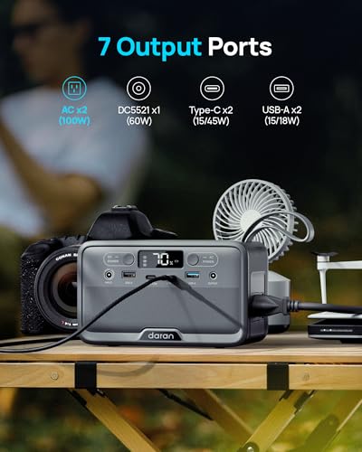 Portable Power Station 100W (200W Peak) , 89.6Wh LiFePO4 Solar Power Bank with AC Outlet & PD Fast Charging, Small Generator for Laptop, Camping, Travel & Office(Solar Panel Optional)