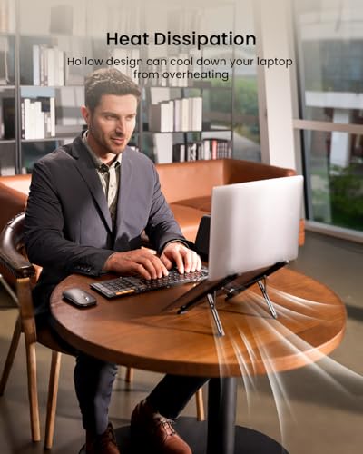 ProtoArc Portable Laptop Stand, CS100 Laptop Stand for Desk, Aluminum+Silicone Adjustable Laptop Riser, 6 Level Height Ergonomic Computer Holder for 10-17.3" Laptops, Tablets-Black