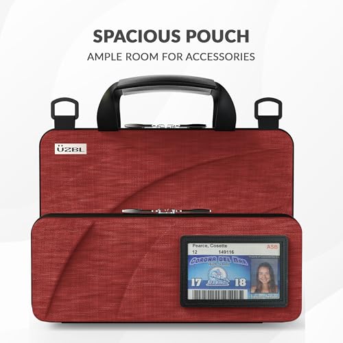 11-11.6 Inch Always-on Chromebook Protective Hard Shell Case Cover with Pouch and Shoulder Strap, Fits MacBook Neo 13 inch - color: Deep Red