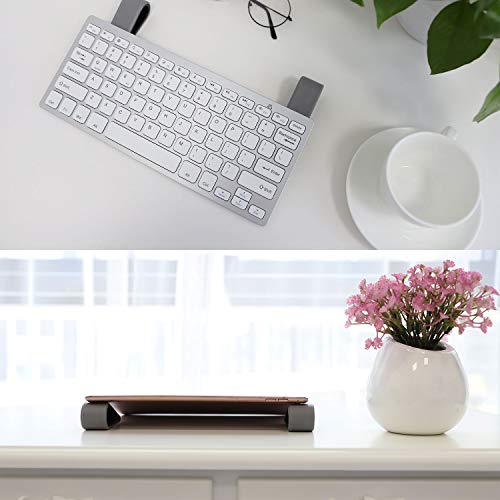 MoKo Universal Laptop/Computer Keyboard Stands,[4 Pack] Anti-Slip Silicone Tilting Wedge Riser Stable Kickstand,Ultra Compact Ventilated Tablet Stand Portable Elevation Feet for Notebook Keyboard-Gray | Anti-Slip Silicone, Stable Kickstand, Ventilated, Po