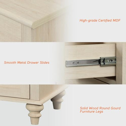WAMPAT Beige End Table with Charging Station, Narrow Side Table with 1 Drawer &1 Storage Cabinet, Mid Century Modern Nightstand with Power Outlets & USB Ports for Living Room, Bedroom - color: Beige