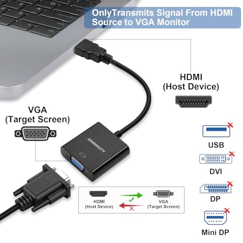 HDMI to VGA Adapter, 3-Pack HDMI Male to VGA Female Converter for Xbox, Computer, Desktop, Laptop, PC, Monitor, Projector, HDTV, Chromebook, Raspberry Pi, Roku and More