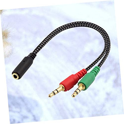 Homoyoyo Female to Dual Male Headset Splitter Cable Adapter for Laptop Stereo Audio Microphone Connection Earphones Converter for Mobile Devices
