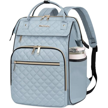 EMPSIGN 17 Inch Laptop Backpack for Women, Work Business Travel Computer College Bags, Large Capacity Water-repellent Quilted Casual Daypack, Light Blue | Computer Bag, Work Business Travel College, Large Capacity, Water-repellent, Quilted Casual Daypack