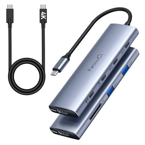 USB C to USBC Hub Dual/Triple Monitor, USB-C Splitter 4K@30-60Hz with HDMI, 6 * 10Gbps, 100W PD, SD4.0, Full-Function Type C Port, Docking Station for Windows, Chromos Laptops, with USBC Video Cable