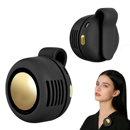 Portable Fan,2-in-1 Waist Clip On Bladeless, Ultra-Quiet Mini Personal Neck Fan 3 Speeds with 360°Adjustable Clip USB Rechargeable for Hiking,Office & Outdoor - color: Black