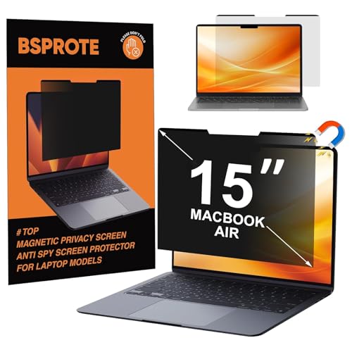 Magnetic Privacy Screen for MacBook Air 15 Inch (2023-2026, M2, M3, M4, M5) | Removable Reduce Eye Strain Laptop Privacy Screen Shield and Anti Scratch Protector for Mac 15.3in - size: for MacBook Air 15 Inch