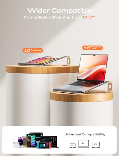 LOXP Laptop Stand for Desk, Laptop Stand with Wrist Support, Ergonomic Detachable Laptop Riser, Mount, Holder Notebook Computer Stand for MacBook Air Pro, HP, Dell, XPS, HP (10-17") Laptops - Gold | Removable Notebook Stand Ventilated Cooling Computer Ris