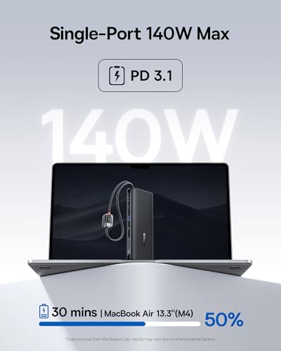 Baseus 25000mAh Power Bank, CCC Certified 145W Laptop Portable Charger with Dual Built-in USB-C Cables, PD3.1 Fast Charging Battery Pack for MacBook Pro/Air,iPhone 17/16 Series Galaxy S25/S24