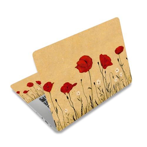 12.1 13 13.3 14 15.4 15.6 Inches Laptop Skin Sticker Decal Universal Vinyl Netbook Sticker Reusable Notebook PC Art Decal Protector Cover, Waterproof & Scratch-Resistant (Red Flowers) - color: Red Flowers