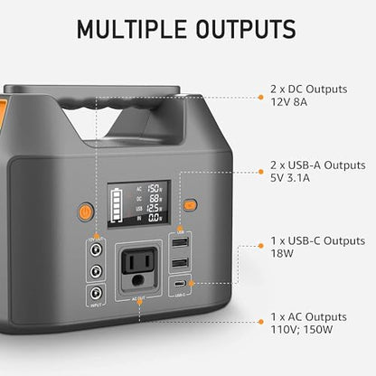 EnginStar Power Bank with AC Outlet 150W 110V Laptop Power Bank, 155Wh/ 42000mAh Battery Bank, Lithium Ion Power Supply for Emergency Camping - color: Orange