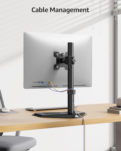 MOUNTUP Single Monitor Stands, Freestanding VESA Monitor Desk Mount fits 13'' to 32'' Computer Screen with Height Adjustable, Swivel, Tilt, Rotation, 17.6 lbs Load, For Home Office, VESA 75x75/100x100 - size: Single, style: Freestanding