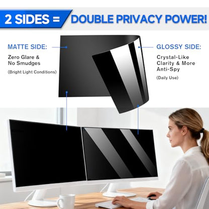 [2-Pack] Privacy Screen For Computer Monitor, 32-Inch 16:9 Aspect Ratio; Anti Spy/Bule Light/Glare And Eye Protection, 2 Install Ways Removable For Office, Airport, Cafe And Other Public Area; Diagonal 32 Inches, Width 27.89 Inches, Height 15.69 Inches -