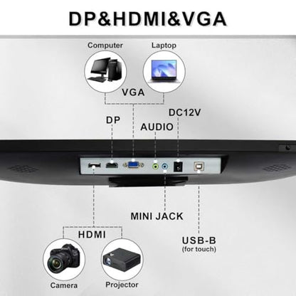 FYHXele 27 Inch Touchscreen Monitor, IPS FHD 1080P Touch PC Display, 75Hz, LED Backlit Multi-Touch Monitor, VESA, HDMI & VGA & USB Computer Touch Screen for Gaming, Business, Warehouse, Bar, Gym - color: Black-27"