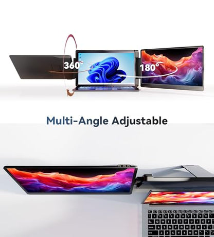 Laptop Screen Extender, 14" 1200P FHD IPS Portable External Screen, Triple Portable Laptop Monitor for 12-16.5" Laptops with USB-C/HDMI, Plug & Play Compatible with Wins/Mac(M1//M2/M3Pro/Max) - size: 14", style: Triple screen