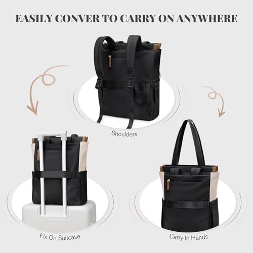 GOLF SUPAGS Convertible Laptop Backpack for Women Casual Daypack Notebook Tote Bag for Work College Travel Leisure (Black & White) - color: Black & White