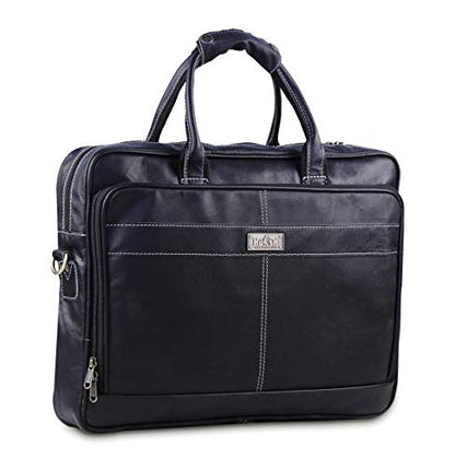 18 Inch Leather Laptop Bag for Computer Bag for Men– Supple Genuine Leather Briefcases for Men W/Padded Laptop Case Leather - color: Black