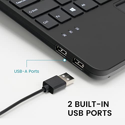 Perixx PERIBOARD-525 US, Wired Mini USB Keyboard with Touchpad - X Type Scissor Keys - 11.18x7.17x1.1 Inches - Build-in 2 USB Hubs - US English - style: Touchpad Keyboard